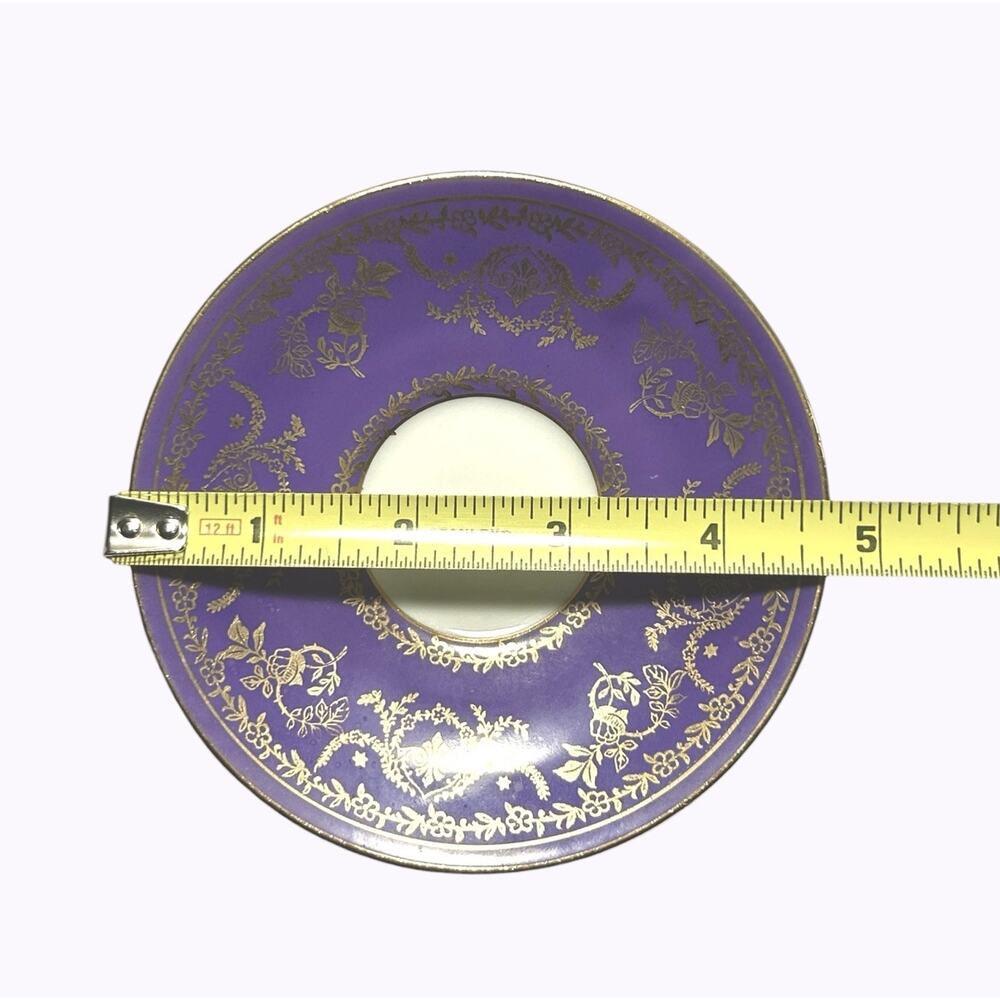 Vintage Demitasse Cup Saucer Bremer Schmidt BES Purple Gold Cameo GDR Lovers - Picture 15 of 16
